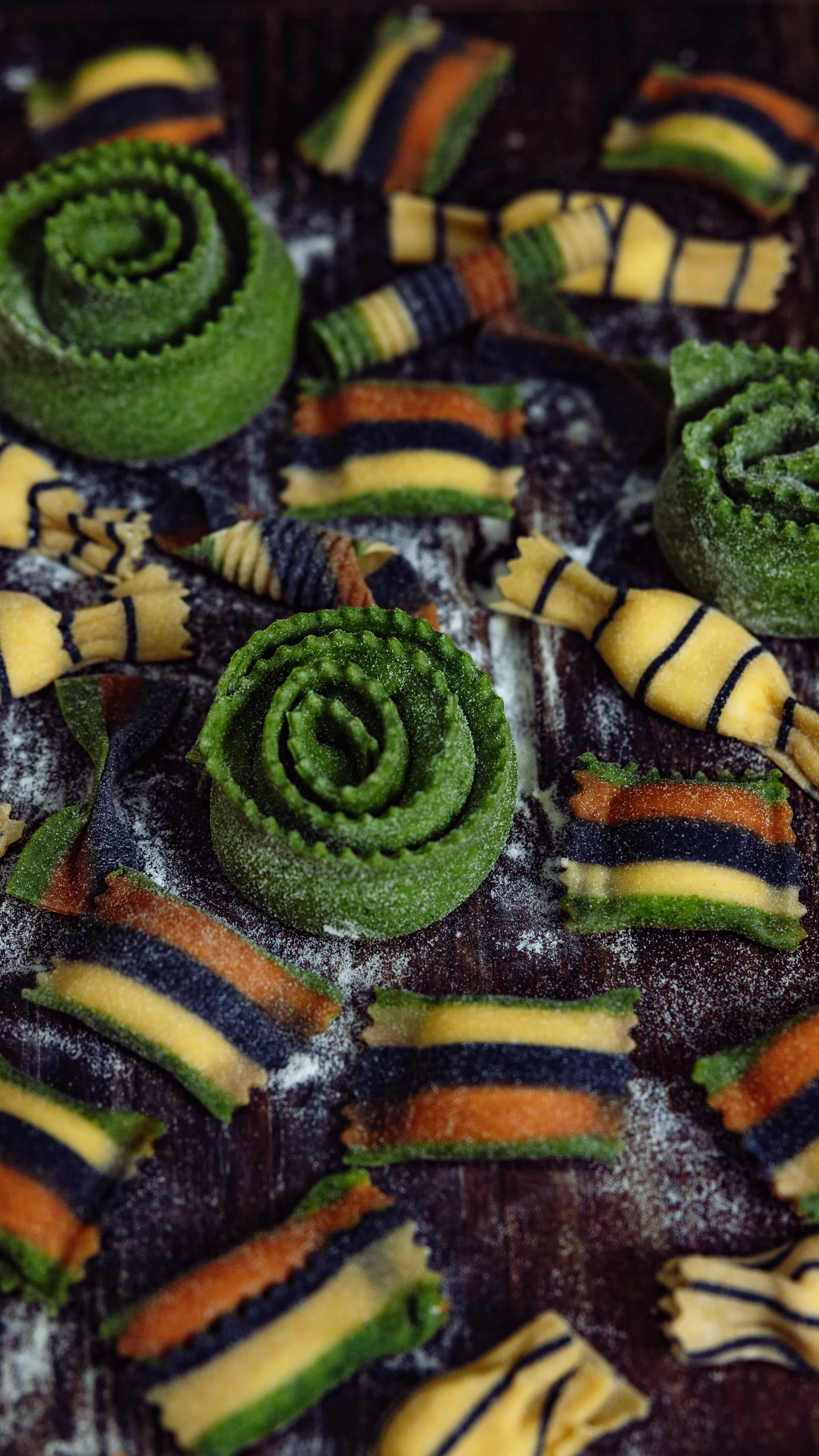 Colorful handmade ravioli